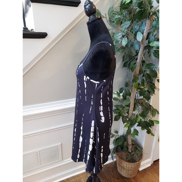 Women's Camisole Dress Medium Black Tie Dye Print Sleeveless Stretch Round Neck - Picture 11 of 11